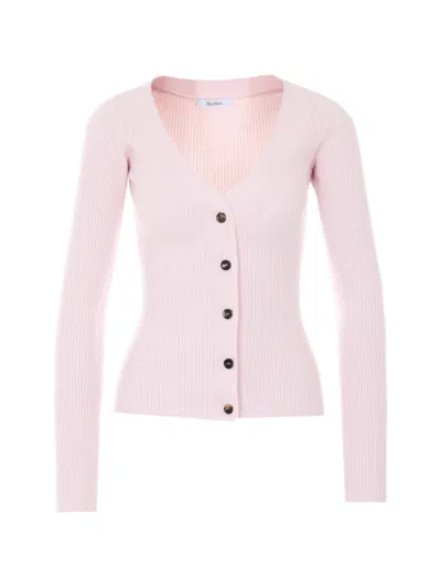 Max Mara V-neck Button Cardigan In Pink