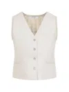 Max Mara Beige Linen And Cable Knit Mxmcalibri Vest In White