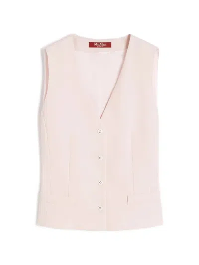 Max Mara V-neck Button-down Gilet In Pink