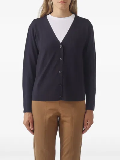 Max Mara V-neck Button-up Cardigan In Blue