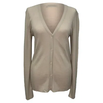 Max Mara V-neck Cardigan In Beige Wool In Neutral