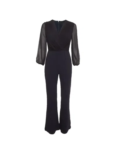 Pre-owned Max Mara V-neck Chiffon Jumpsuit In Blue