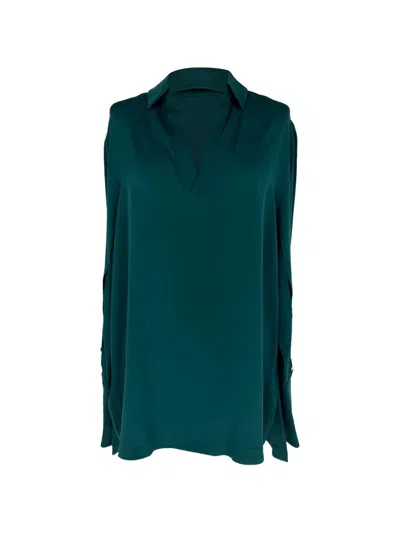Pre-owned Max Mara V-neck Cotton Blouse In Green