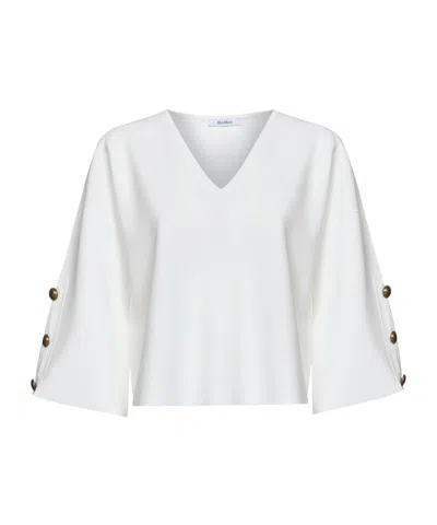 Max Mara V-neck Cropped Jumper In White