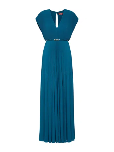 Max Mara V-neck Dress In Blue