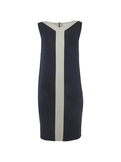 Pre-owned Max Mara V-neck Jersey Dress In Blue