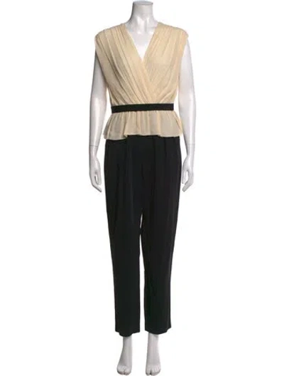 Pre-owned Max Mara V-neck Jumpsuit In Black/neutrals