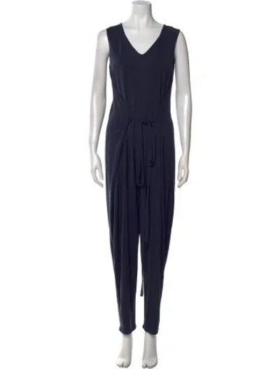 Pre-owned Max Mara V-neck Jumpsuit In Blue