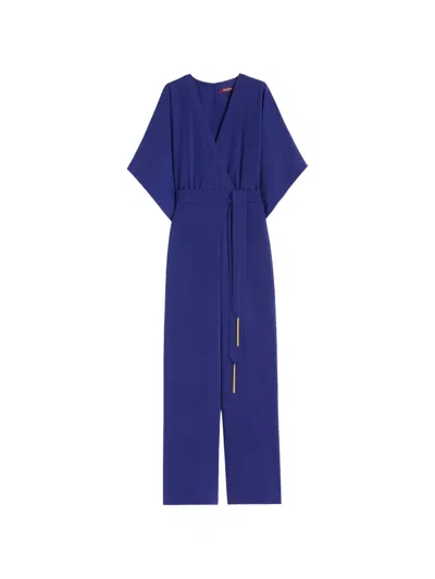 Max Mara V-neck Jumpsuit In Blue
