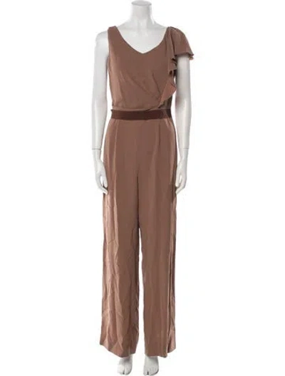 Pre-owned Max Mara V-neck Jumpsuit In Brown