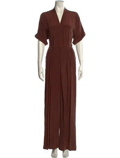 Pre-owned Max Mara V-neck Jumpsuit In Brown