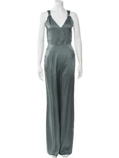 Pre-owned Max Mara V-neck Jumpsuit W/ Tags In Green