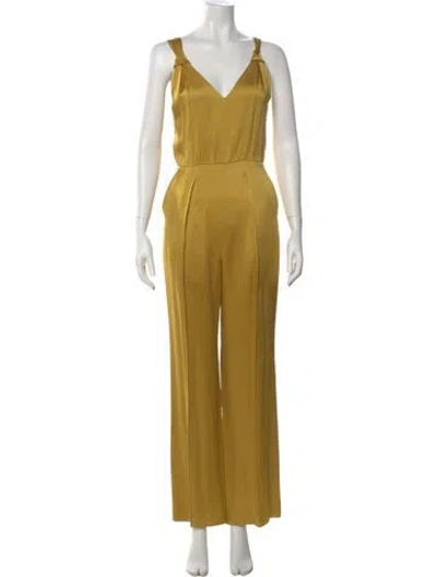 Pre-owned Max Mara V-neck Jumpsuit In Yellow