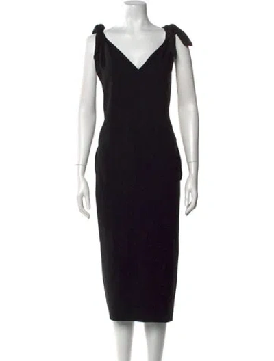 Pre-owned Max Mara V-neck Knee-length Dress In Black