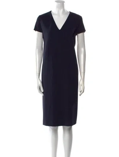 Pre-owned Max Mara V-neck Knee-length Dress In Blue