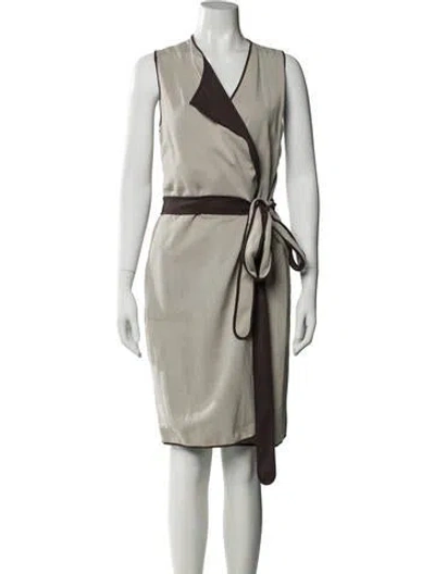 Pre-owned Max Mara V-neck Knee-length Dress In Blue