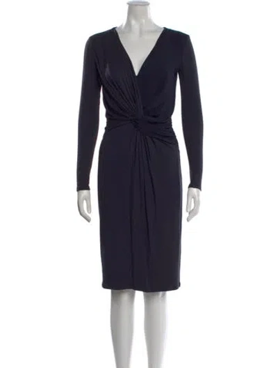 Pre-owned Max Mara V-neck Knee-length Dress In Blue