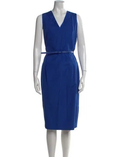 Pre-owned Max Mara V-neck Knee-length Dress In Blue