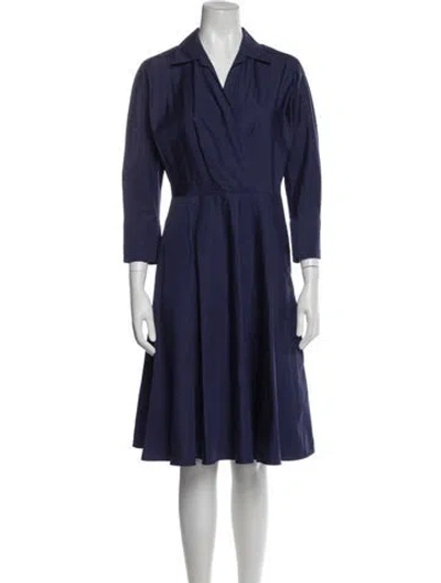 Pre-owned Max Mara V-neck Knee-length Dress In Blue