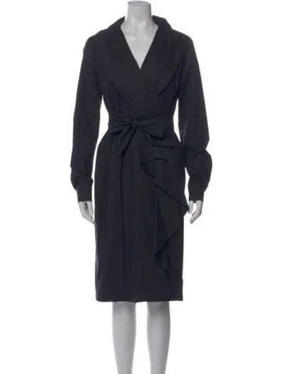 Pre-owned Max Mara V-neck Knee-length Dress In Blue
