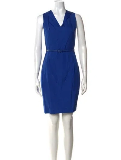 Pre-owned Max Mara V-neck Knee-length Dress In Blue