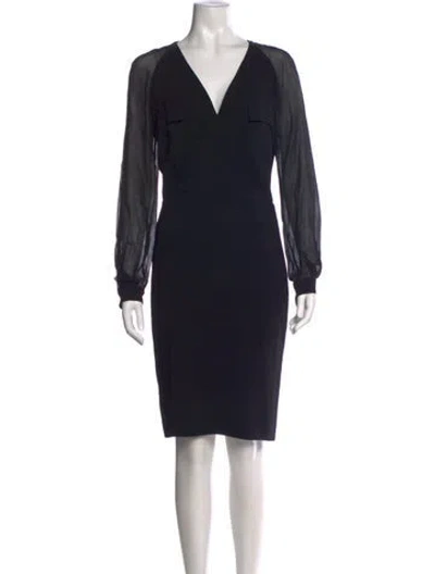 Pre-owned Max Mara V-neck Knee-length Dress In Blue