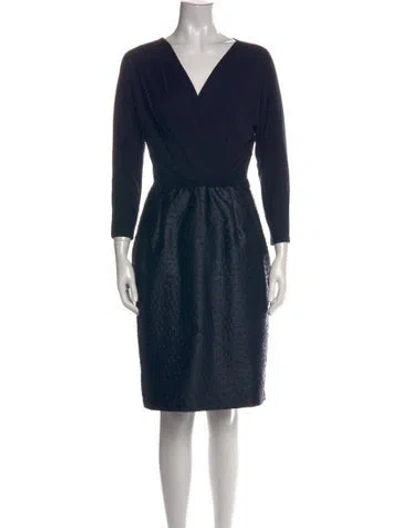 Pre-owned Max Mara V-neck Knee-length Dress In Blue
