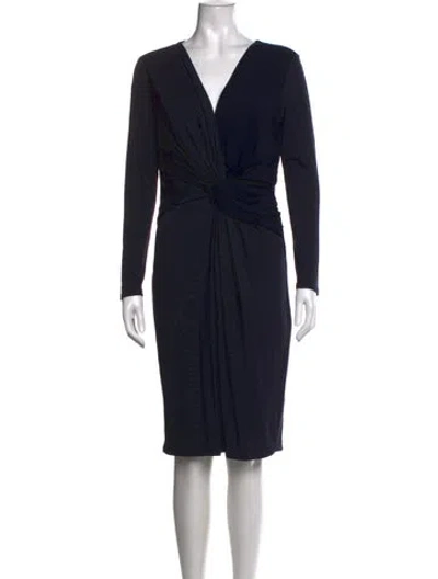 Pre-owned Max Mara V-neck Knee-length Dress In Blue