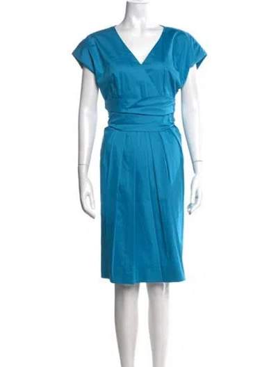 Pre-owned Max Mara V-neck Knee-length Dress In Blue