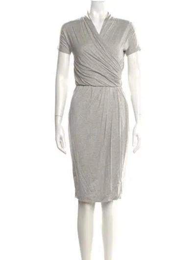 Pre-owned Max Mara V-neck Knee-length Dress In Gray