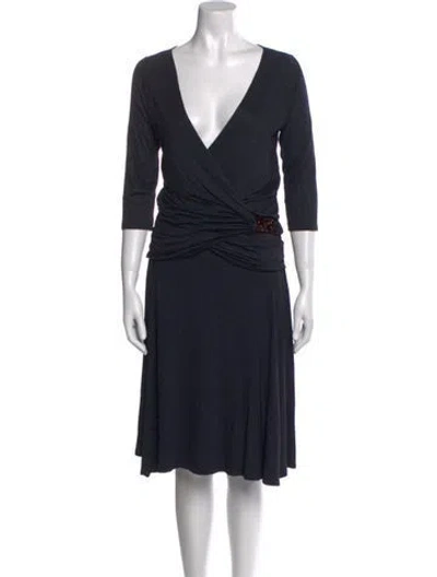 Pre-owned Max Mara V-neck Knee-length Dress In Gray