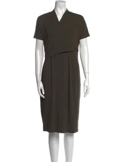Pre-owned Max Mara V-neck Knee-length Dress In Green