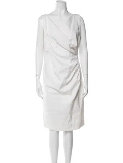 Pre-owned Max Mara V-neck Knee-length Dress In Neutral