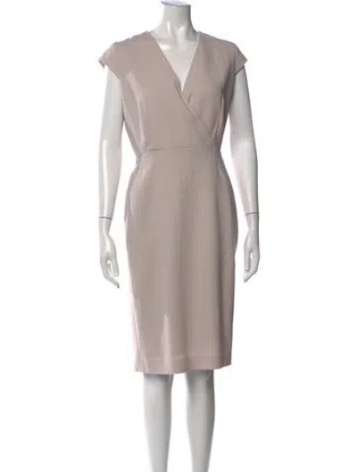 Pre-owned Max Mara V-neck Knee-length Dress In Neutrals