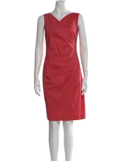 Pre-owned Max Mara V-neck Knee-length Dress In Pink
