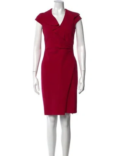 Pre-owned Max Mara V-neck Knee-length Dress In Pink