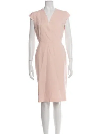 Pre-owned Max Mara V-neck Knee-length Dress In Pink