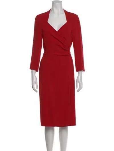 Pre-owned Max Mara V-neck Knee-length Dress In Red