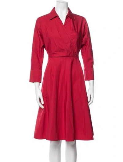 Pre-owned Max Mara V-neck Knee-length Dress In Red