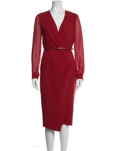 Pre-owned Max Mara V-neck Knee-length Dress In Red