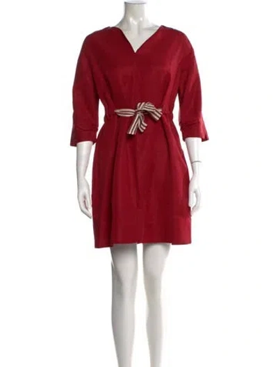 Pre-owned Max Mara V-neck Knee-length Dress In Red