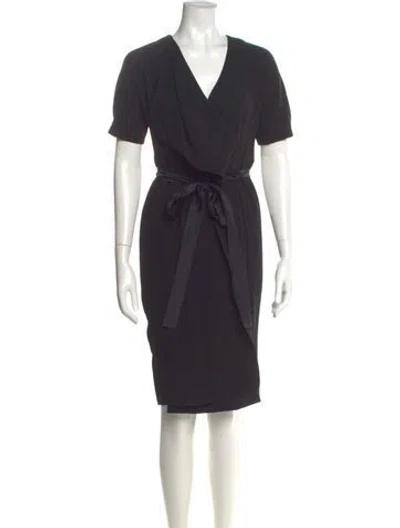 Pre-owned Max Mara V-neck Knee-length Dress W/ Tags In Black