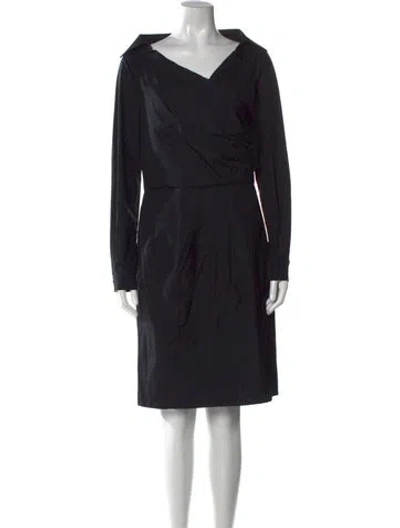 Pre-owned Max Mara V-neck Knee-length Dress W/ Tags In Black