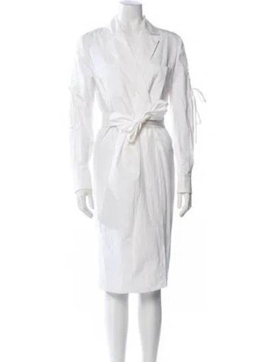 Pre-owned Max Mara V-neck Knee-length Dress W/ Tags In Neutral