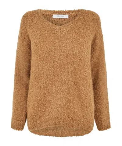 Max Mara V-neck Knit Sweater In Brown