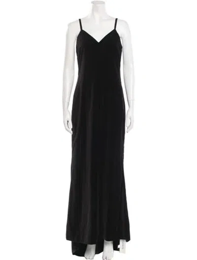 Pre-owned Max Mara V-neck Long Dress In Black
