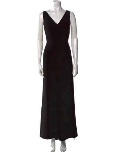 Pre-owned Max Mara V-neck Long Dress In Black