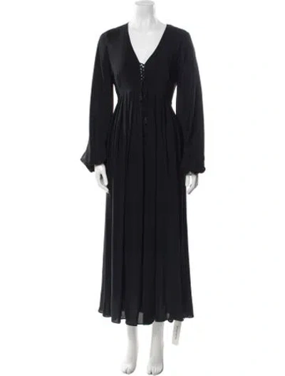 Pre-owned Max Mara V-neck Long Dress In Black