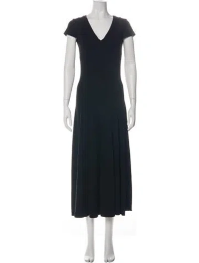 Pre-owned Max Mara V-neck Long Dress In Black