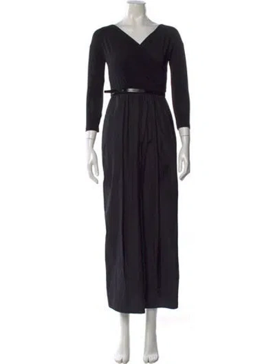 Pre-owned Max Mara V-neck Long Dress In Black
